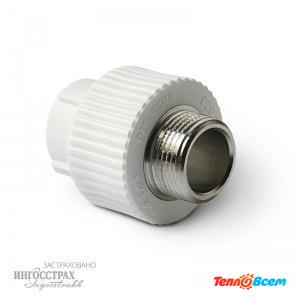 ProAqua Муфта 20 х 1/2" НАР. резьба с переходом на металл Белая