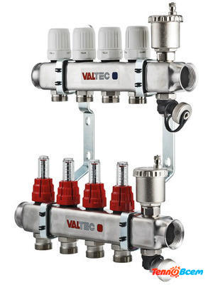 Valtec Коллекторная группа НЕРЖ с расходомерами в сборе, 1"х3 вых. Евроконус 3/4" VTc.586.EMNX.0603