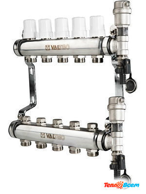 Valtec Коллекторная группа НЕРЖ, 1"х8 вых. Евроконус 3/4" VTc.588.EMNX.0608