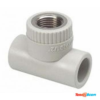 Ekoplastik Тройник д. 20 х 1/2" ВН. р. Серый