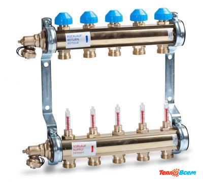 Watts Коллекторный блок со встр. расх. 1"х6 вых. HKV/T-6
