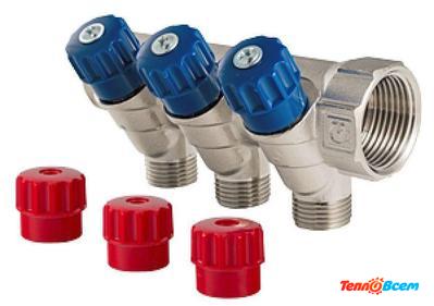 Valtec Коллектор с вентилями 3/4" х 3 вых. 1/2" VTc.560.N.0503