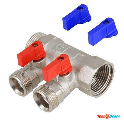 Valtec Коллектор с отсекающими кранами 1 х 2 вых. 3/4" Евроконус VTc.580.NE.0602
