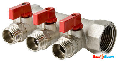 Valtec Коллектор с отсекающими кранами 1 х 3 вых. 3/4" Евроконус VTc.580.NE.0603