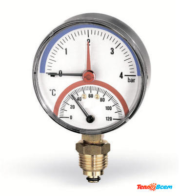 Watts Термоманометр радиальный F+R828 1/2" 120C (0-6 bar) d80 10018749