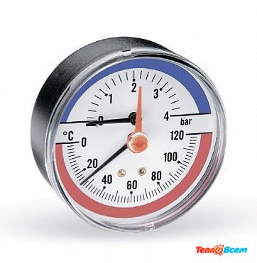 Watts Термоманометр аксиальный F+R818 1/2" 120C (0-6 bar) d80 10018742