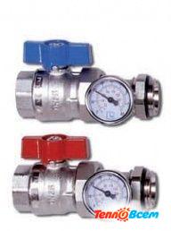 TIM Кран 1" с американкой и термометром (к-т 2 шт) M308-4