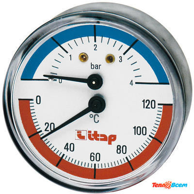 Itap Термоманометр осевое подключение 1/2" (0-4bar) 485