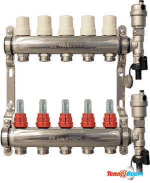 Valtec Коллекторная группа НЕРЖ, с расходомерами 1"х8 вых. Евроконус 3/4" VTc.589.EMNX.0608