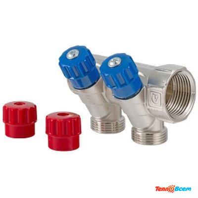 Valtec Коллектор с вентилями 1" х 2 вых. 1/2" VTc.560.N.0602