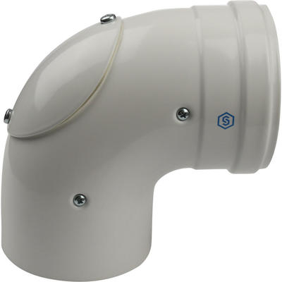 STOUT Конденсац. угол 90° DN60/100 м/п с инспекционным окном PP-FE