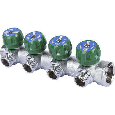 STOUT Коллектор регулирующий 1" х 4 вых. 1/2" плоское уплотнение SMB-6849-011204