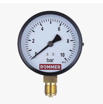 ROMMER Манометр радиальный. Корпус Dn 100 мм 1/2 , 0...10 бар, кл.2.5 RIM-0010-101015