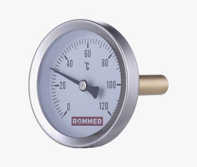 ROMMER Терм. биметал. с пог. гильзой. Корпус Dn 100 мм, гильза 100 мм 1/2 , 0..120°С RIM-0001-101015