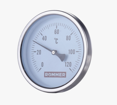 ROMMER Термометр биметаллический накладной с пружиной. Корпус Dn 63 мм, 0...120°С, RIM-0004-630015