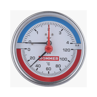 ROMMER Термоманометр аксиальный.Корпус Dn 80 мм 1/2 , 0...120°C, 0-10 бар RIM-0005-801015